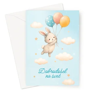 Dobrodošel na svet - čestitka + kuverta - Voščilnica za fantka